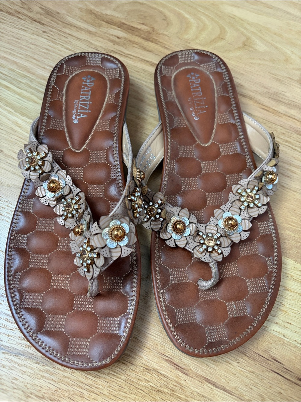 Patrizia Floral Embellished Thong Sandals, 40